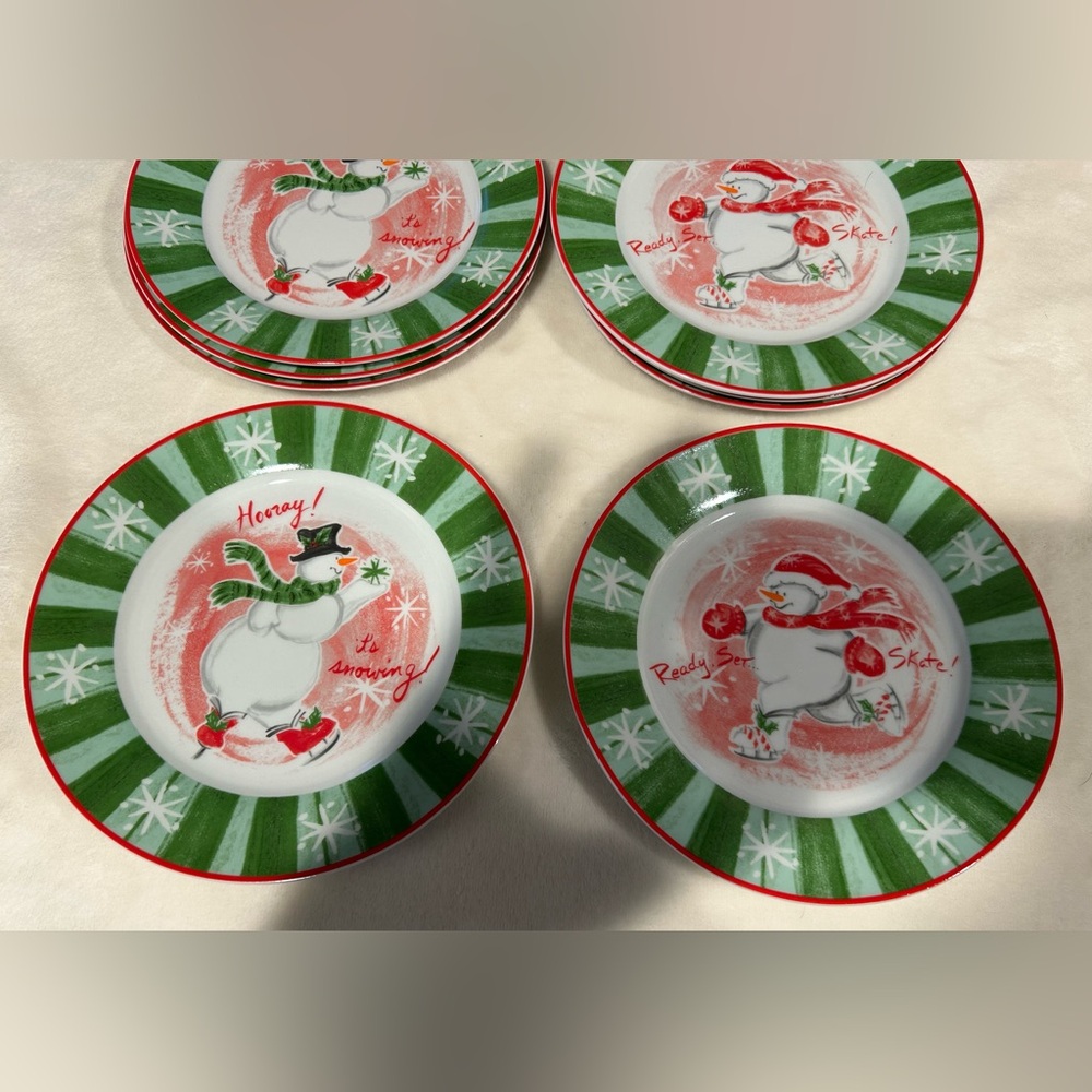 From AVON’s 2003 Vintage SNOW FAMILY  Collection - 8  Dessert Plates 7.5"
